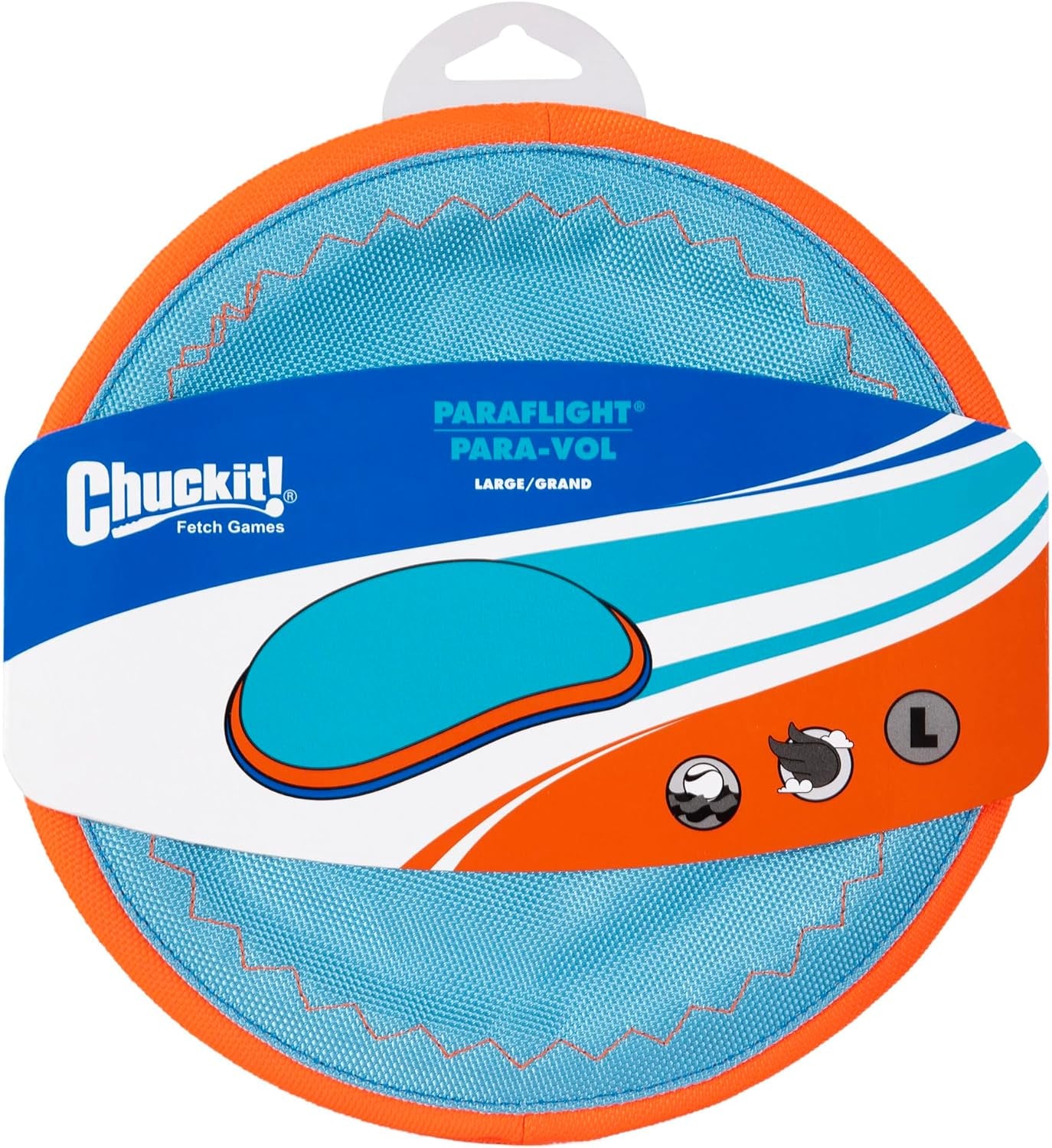 chuckit-paraflight-flying-disc-dog-toy-water-floating-flyer-durable-nylon-construction-with-soft-rubber-edges-for-medium-and-large-dogs-size-large-9-75-l-x-9-75-w-pack-of-1-durable-nylon-build-with-soft-rubber-edges-made-for-medium-and-larger-sized-breeds-lightweight-and-easy-to-throw-pack-of-1