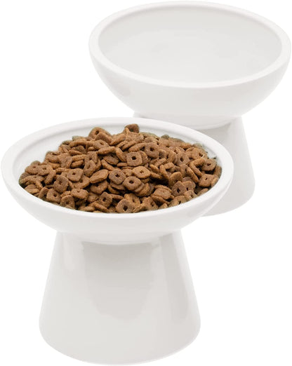 CEEFU 2-Pack Elevated Ceramic Cat Bowls Extra Wide for Food & Water | anti Vomiting, Whisker Friendly, Shallow Food Dish and Deep Water Bowl, Lead&Cadmium-Free, Raised Height for Cats, Sage Green14