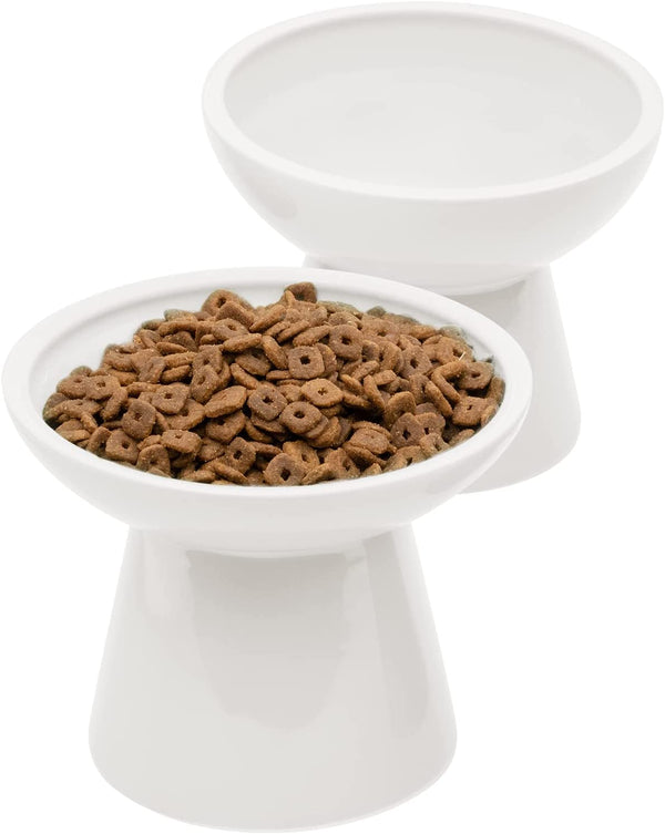 CEEFU 2-Pack Elevated Ceramic Cat Bowls Extra Wide for Food & Water | anti Vomiting, Whisker Friendly, Shallow Food Dish and Deep Water Bowl, Lead&Cadmium-Free, Raised Height for Cats, Sage Green14
