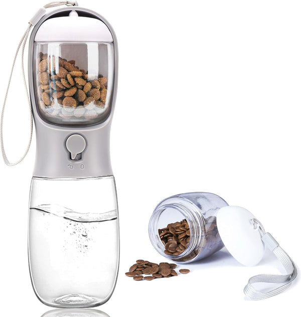 Dog Water Bottle with Food Container, Portable Leak Proof Pet Water Dispenser for Walking Hiking Travel, Puppy Essentials Accessories for Small Large Dogs, Dog Gifts (10Oz/15Oz/19Oz)9