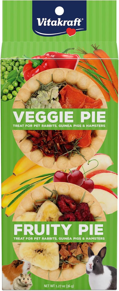 Vitakraft Veggie & Fruity Pie Treat for Pet Rabbits, Guinea Pigs, and Hamsters, 2 Pies,Brown,24" X 50", 1.27 Ounce (Pack of 1)1