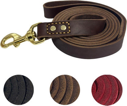 Leather Dog Leash 6 Ft X 1/2 Inch Heavy Duty Genuine Leather Dog Training Leash Soft and Strong Leather Leash for Small and Medium Dogs Brown12