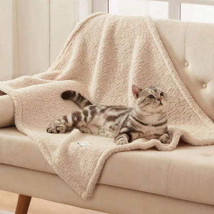 1 Pack 3 Calming Blankets Fluffy Premium Fleece Pet Blanket Soft Sherpa Throw for Dog Puppy Cat Beige Small (23" X16'')7