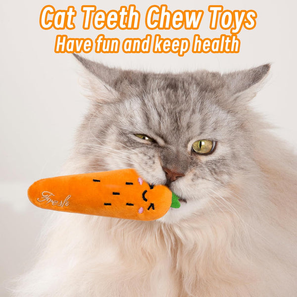 Seyezo Catnip Toys for Indoor Cats, 5 Pack Cat Toys for Cats, Fluffy Catnip Toys for Chewing Playing, Interactive Kitten Toys, Catnip Filled Kitty Chew Teething Toys, Cat Chew Toys, Vegetable,5 Pcs7