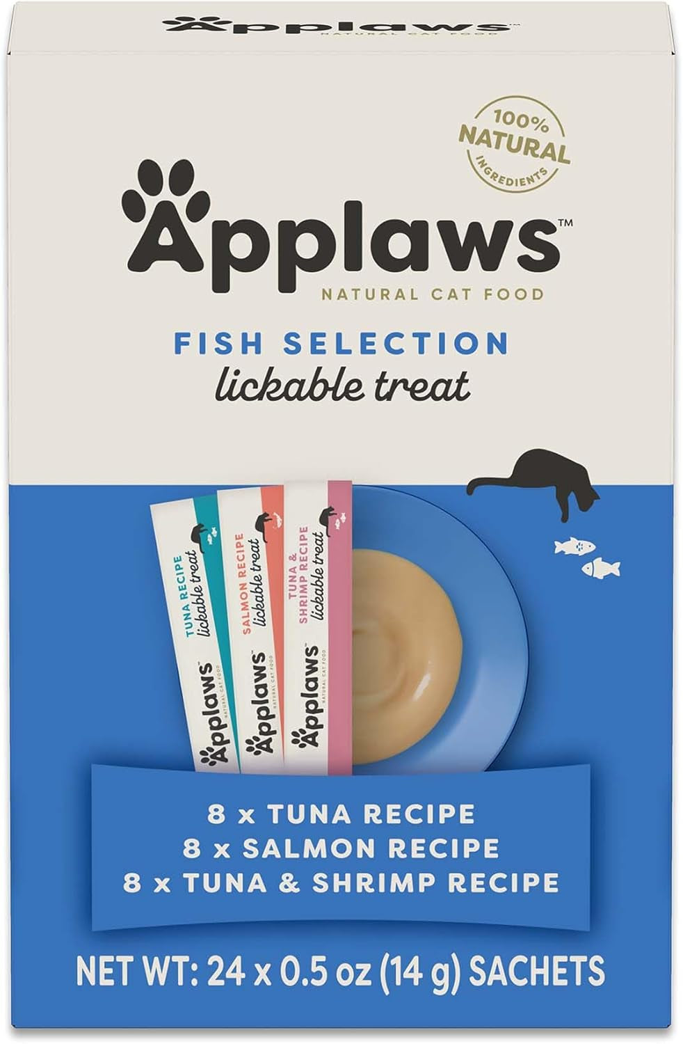 applaws-fish-puree-lickable-cat-treats-24-pack-0-5-oz-sachets-100-natural-high-quality-protein-limited-ingredient-grain-free-creamy-squeeze-up-treats