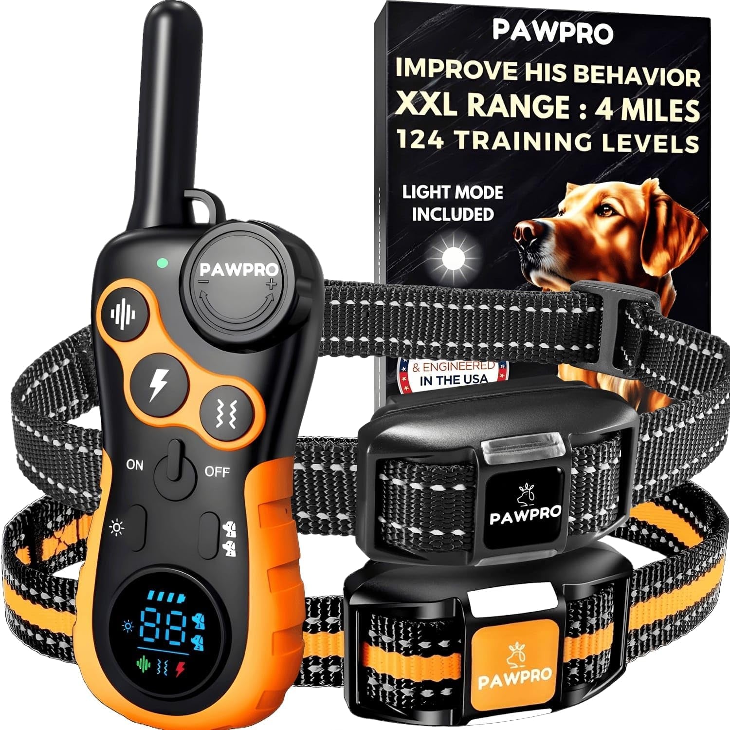 dog-shock-collar-with-remote-unmatched-4-mile-range-night-light-mode-training-guide-included-124-training-levels-4-modes-beep-vibration-shock-waterproof-rechargeable-fits-all-dogs-1-collar