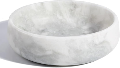 White Marble Dog Bowls, Non-Slip Dog Food Water Bowl Small, Heavy Duty Pet Bowl for Cats and Medium Dogs, Weighted African Natural Marble, Holds 4 Cups(5Lbs)20