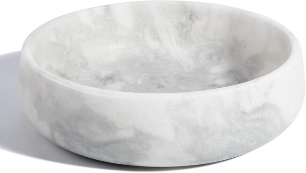White Marble Dog Bowls, Non-Slip Dog Food Water Bowl Small, Heavy Duty Pet Bowl for Cats and Medium Dogs, Weighted African Natural Marble, Holds 4 Cups(5Lbs)20