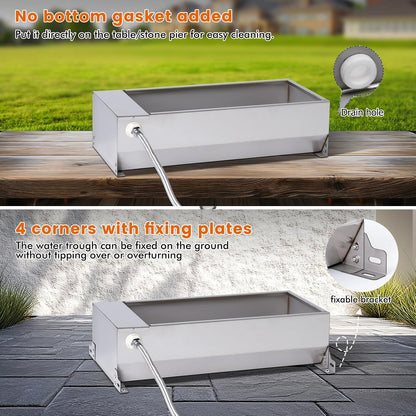 Automatic Large Dog Water Bowl Dispenser Outdoor Stainless Steel Automatic Livestock Water Trough Large Capacity Auto Fill Dog Waterer with Float Valve, for Chicken Geese Duck Goat Pig6