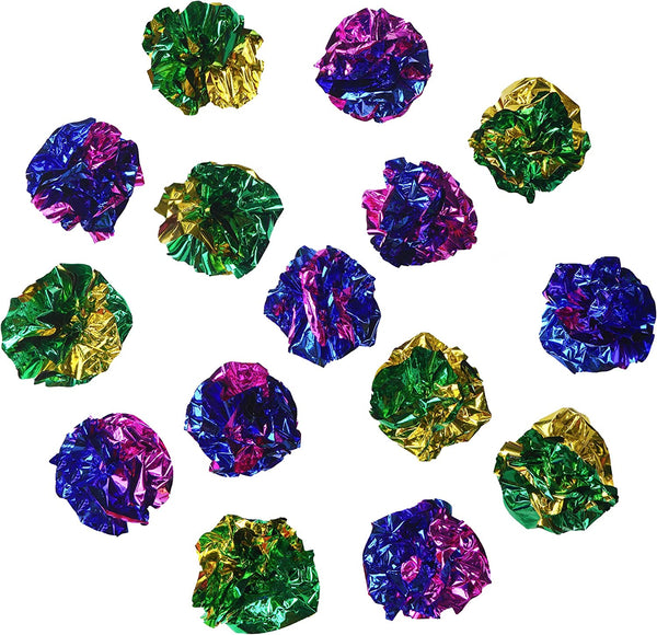 CHIWAVA 45PCS 1.6'' Mylar Cat Toy Ball Kitten Shiny Crinkle Crackle Balls | Interactive Indoor Lightweight Play Activity Chase Toys, Assorted Color8