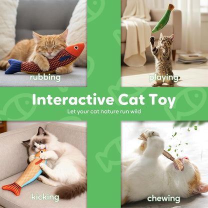 Catnip Toys Saury Fish, Cat & Kitten Chew Kicker Interactive Crinkle Toys for Bored Indoor Adult Cats & Kitten, Cat Gifts Teething Toys Soft and Durable for All Breeds4