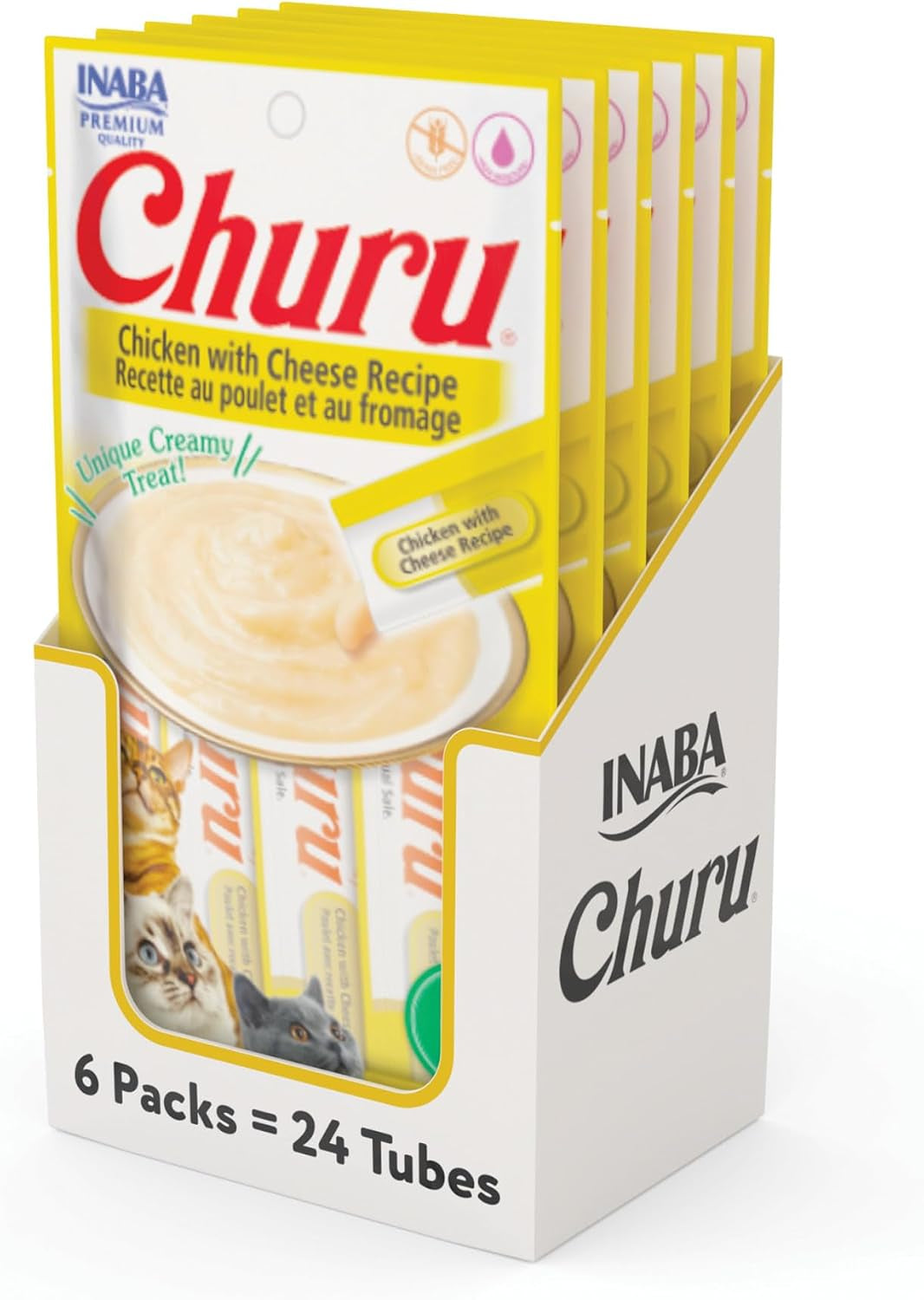 inaba-churu-cat-treats-lickable-squeezable-creamy-puree-cat-treat-with-green-tea-extract-taurine-0-5-ounces-each-tube-24-tubes-4-per-pack-chicken-recipe