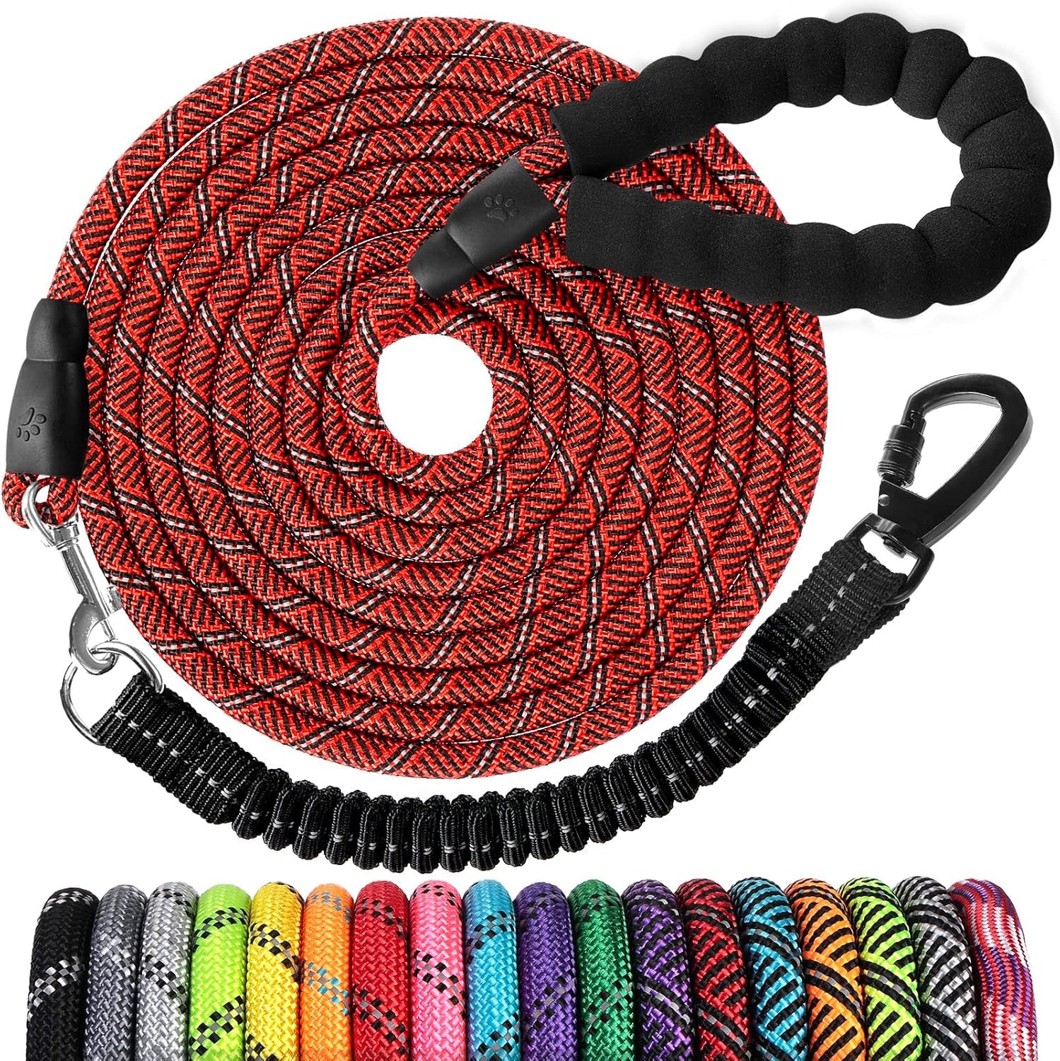 long-dog-leash-15-ft-heavy-duty-rope-leashes-for-dogs-training-with-swivel-lockable-hook-reflective-threads-bungee-and-padded-handle-dog-lead-for-large-small-medium-dogs-outside-walking-hiking