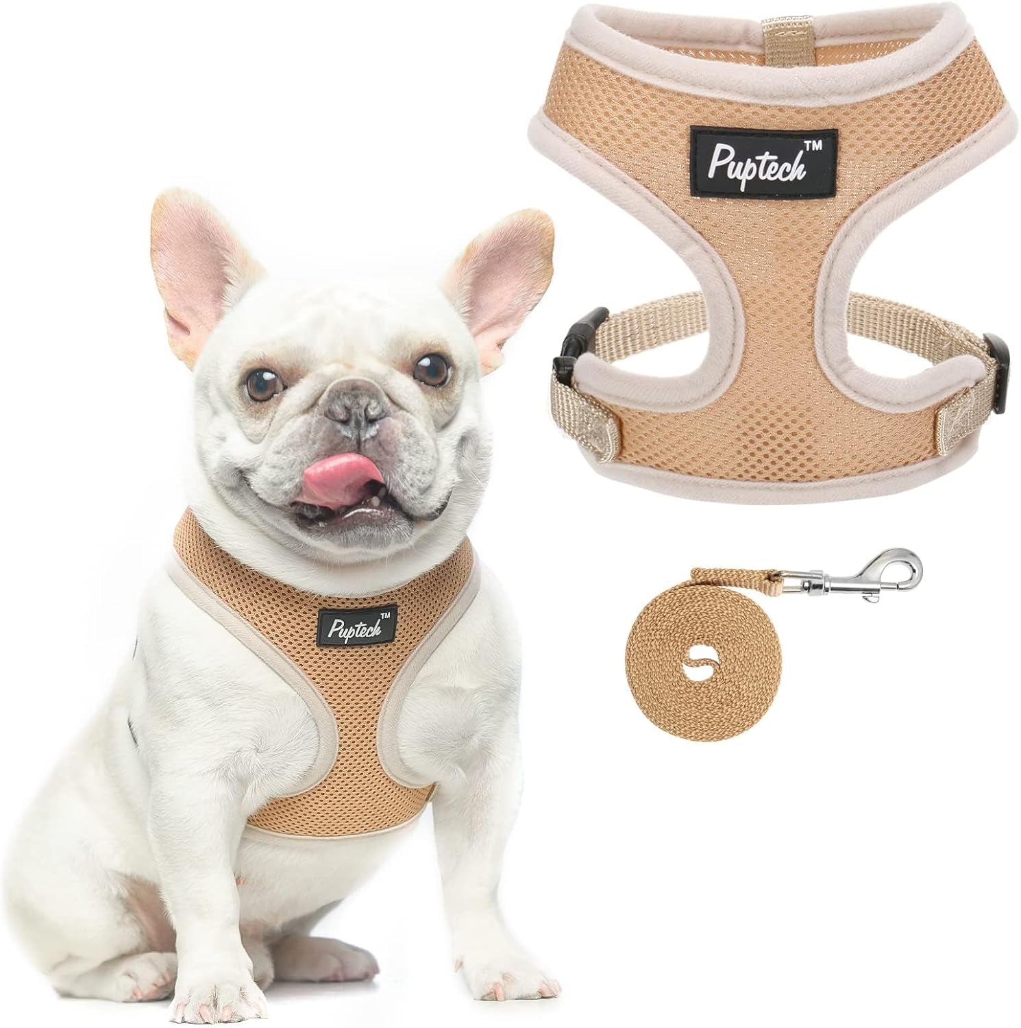 pupteck-soft-mesh-dog-harness-small-sized-and-leash-set-pet-puppy-cat-comfort-padded-vest-no-pull-harnesses-beige-s