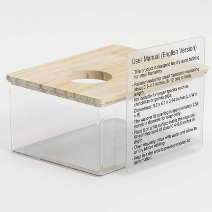 QWORK Hamster Sand Bath Box – Clear Acrylic Habitat Bath with Wooden Lid for Dwarf Hamsters, Digging & Grooming7
