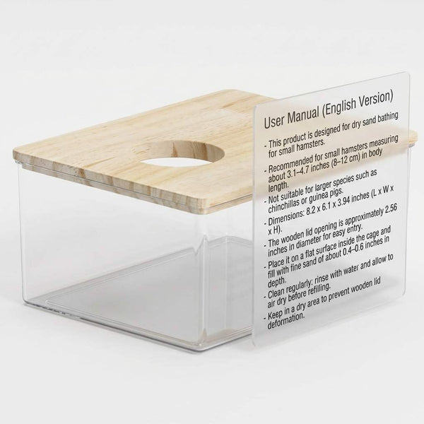 QWORK Hamster Sand Bath Box – Clear Acrylic Habitat Bath with Wooden Lid for Dwarf Hamsters, Digging & Grooming7