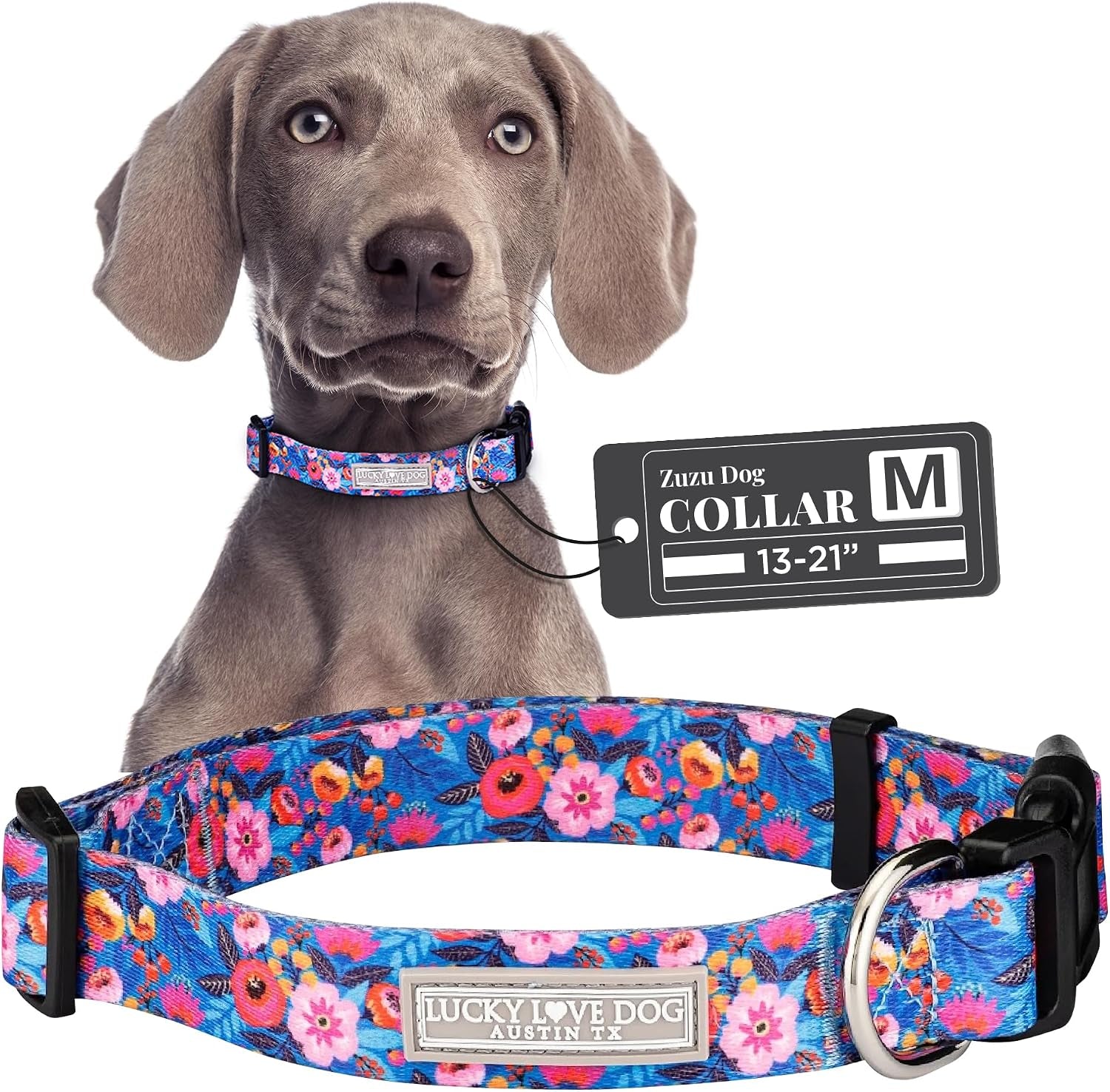 lucky-love-dog-easy-click-buckle-dog-collar-with-leash-set-combo-durable-comfortable-for-male-female-dogs-pet-collar-for-medium-dogs-secure-fit-blackbird-combo-medium