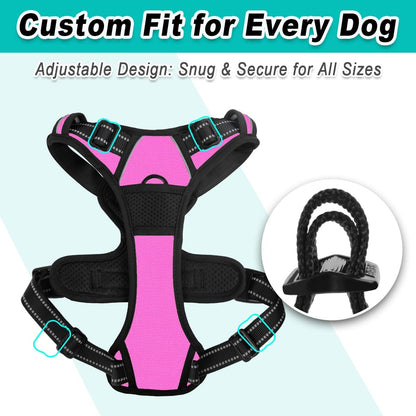 BARKBAY No Pull Pet Harness Dog Harness Adjustable Outdoor Pet Vest 3M Reflective Oxford Material Vest for PINK Dogs Easy Control for Small Medium Large Dogs (L)6