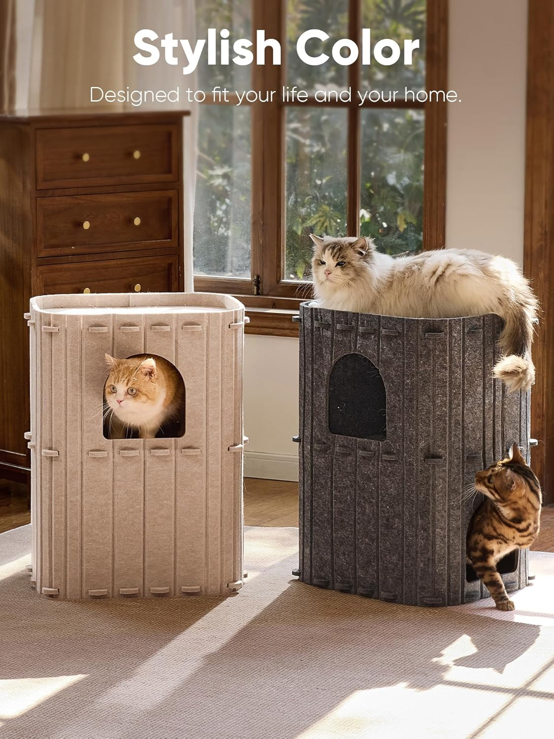 fukumaru-cat-house-for-indoor-cats-warm-felt-cat-bed-scratch-resistant-large-cat-bed-cave-3-in-1-cat-condo-cozy-felt-covered-cats-tunnel-23-62-inch-kitten-hideaway-for-multicats-beige