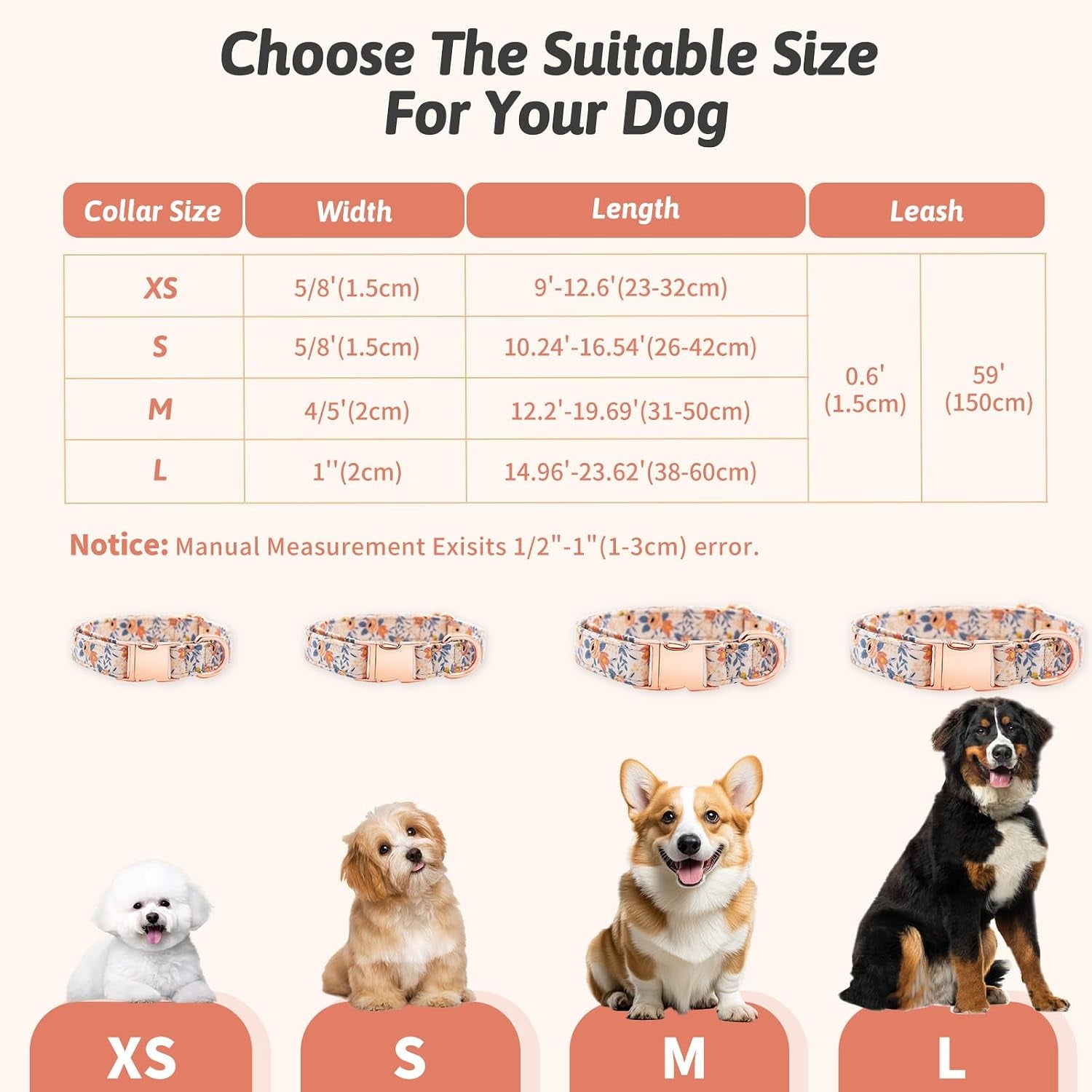 dog-collar-and-leash-set-girls-adjustable-puppy-collars-with-floral-bow-tie-for-small-medium-large-female-dogs-orange-flower-s