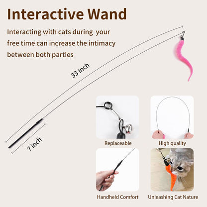 Hanging Cat Toys for Indoor Cats | 8 Assorted Teaser Refills, 3 Indoor Cat Hanging Toy and 1 Interactive Wand Suitable for Indoor Cats5