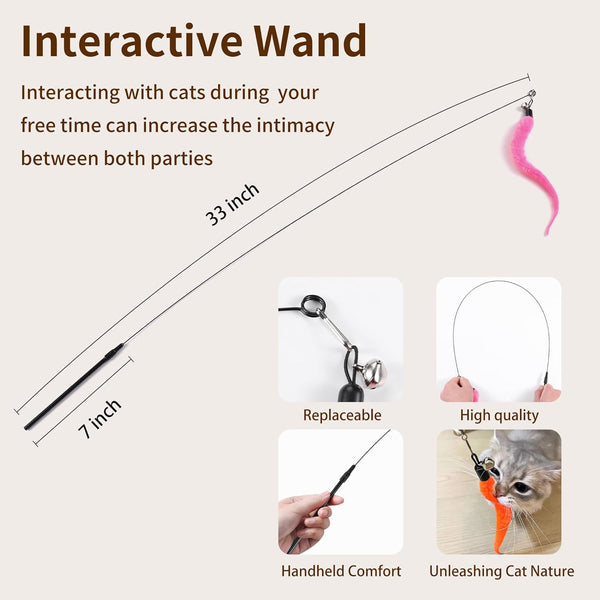 Hanging Cat Toys for Indoor Cats | 8 Assorted Teaser Refills, 3 Indoor Cat Hanging Toy and 1 Interactive Wand Suitable for Indoor Cats5