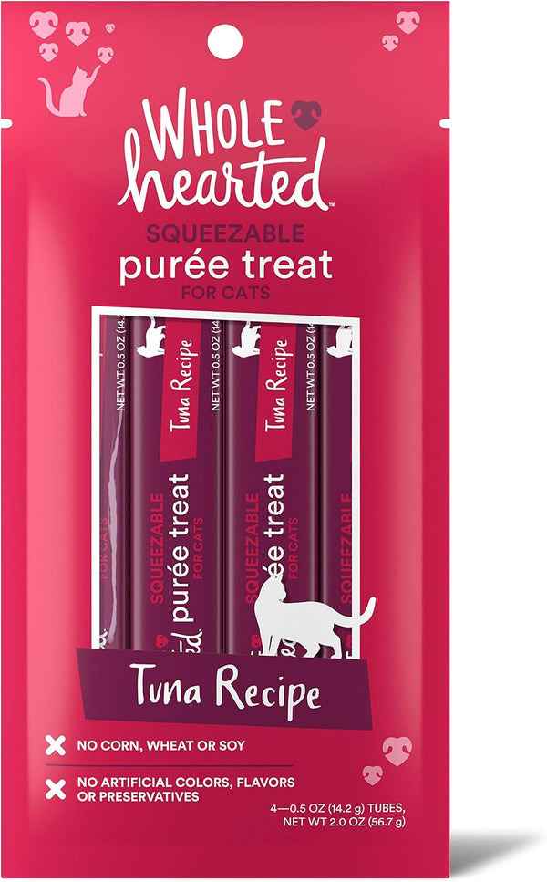Wholehearted Cat Treats, Tuna Recipe Squeezable Purée, 4 Tubes, 0.5 Oz Each1