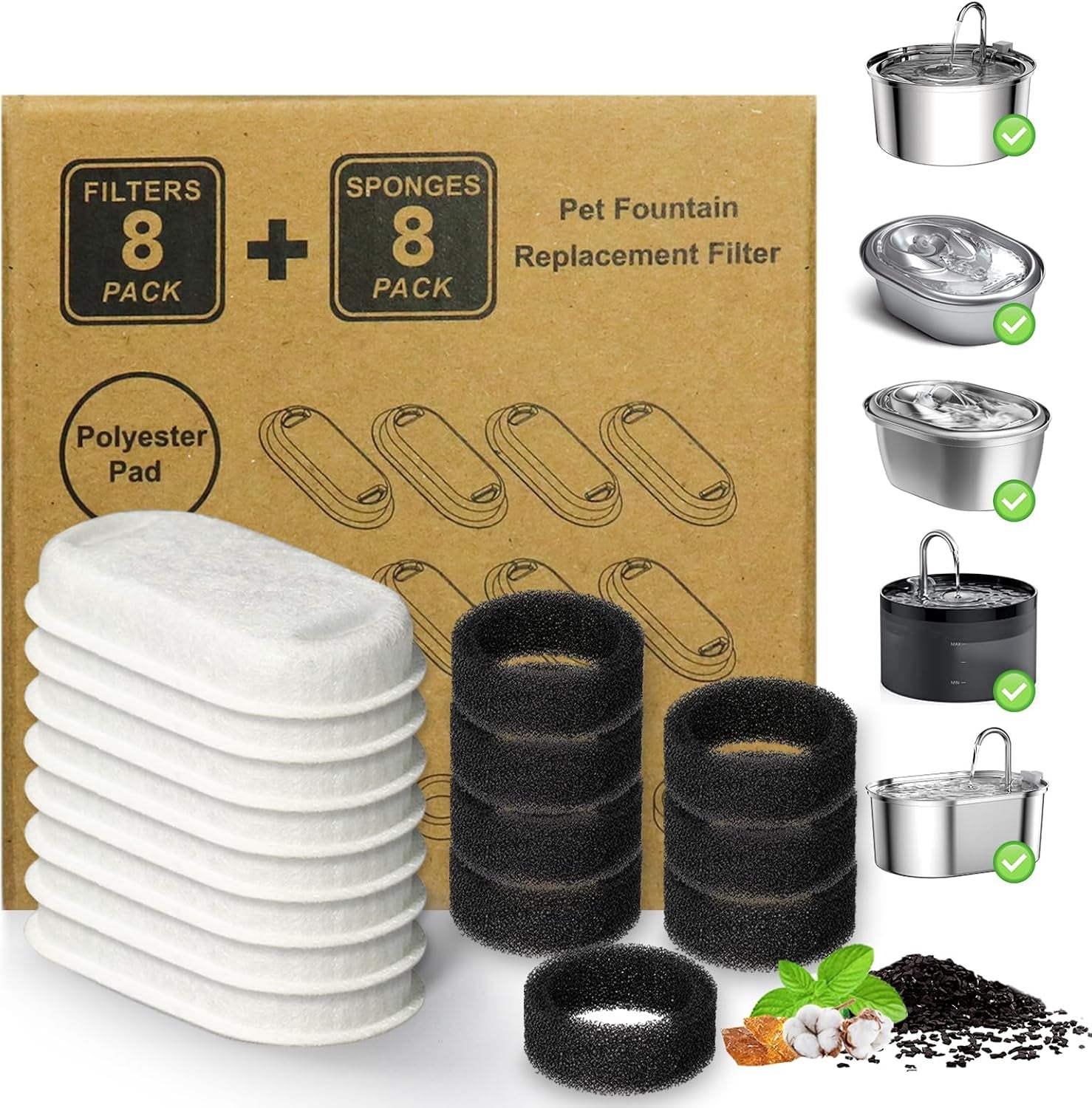 cat-water-fountain-filter-16pcs-fit-101oz-3l-stainless-steel-pet-fountain-cat-fountain-replacement-filters-for-67oz-2l-108oz-3-2l-cat-water-fountains-pet-fountain-filters-8-filters-8-sponges