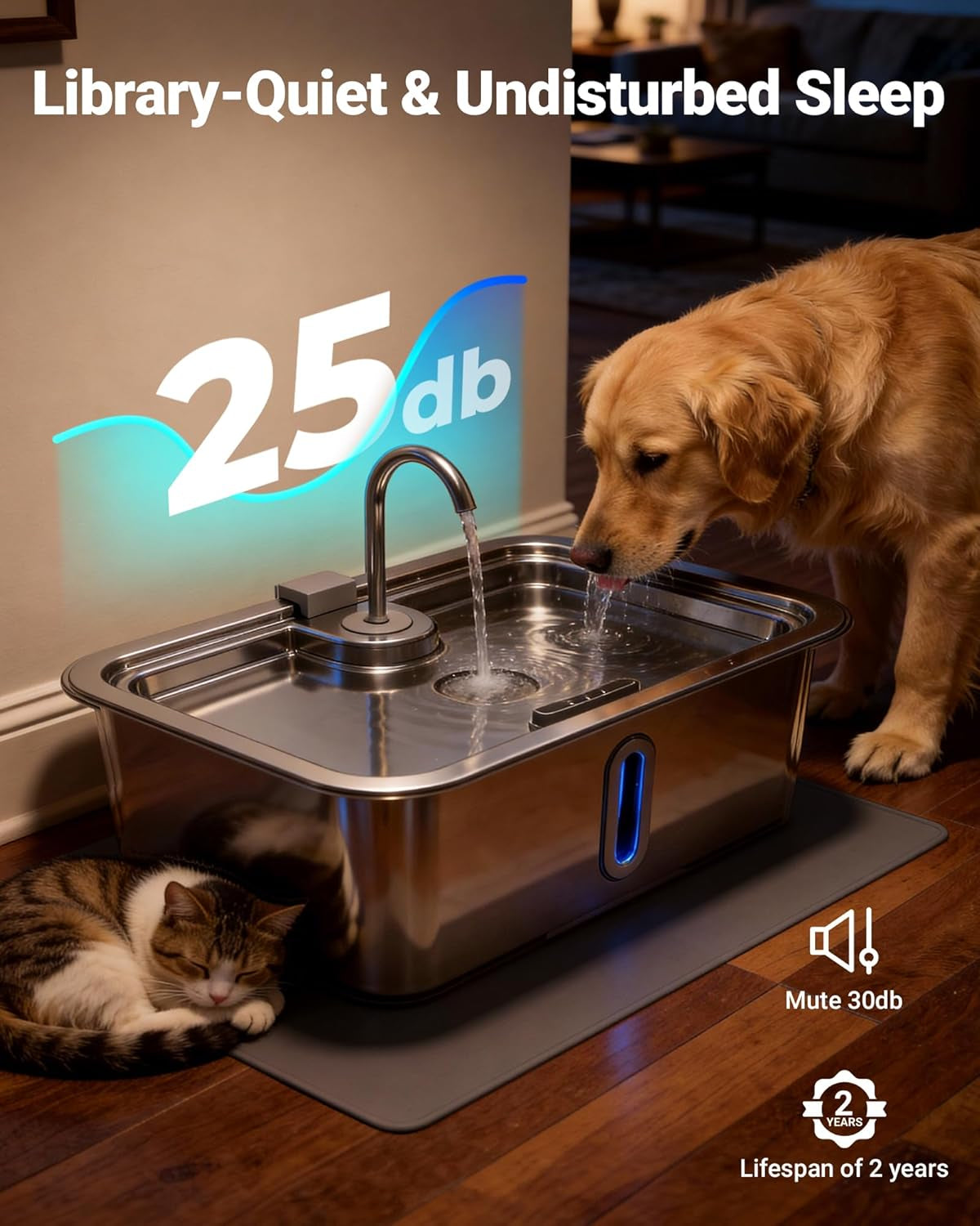 12l-3-17gal-dog-water-fountain-with-silicone-mat-3-filters-stainless-steel-multi-pet-water-dispenser-quiet-automatic-dog-water-bowl-dispenser-with-visible-window-alert-light-for-large-dogs-cats