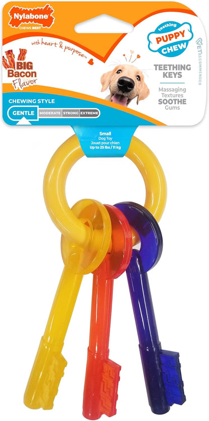 Nylabone Puppy Chew Teething Key Ring Dog Chew Toy, Bacon Flavor, Small | Medium Breeds, Soothing Teething Toys for Puppies, Puppy Enrichment, Freeze for Added Comfort, for Puppies up to 35 Lbs8