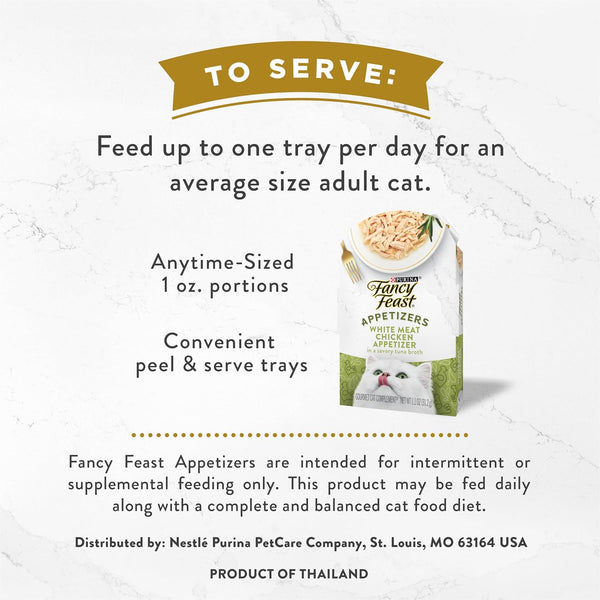 Purina Fancy Feast Appetizers Grain Free Wet Cat Food Complement White Meat Chicken Appetizer in a Savory Tuna Broth Cat Food Topper - (Pack of 10) 1.1 Oz. Trays7