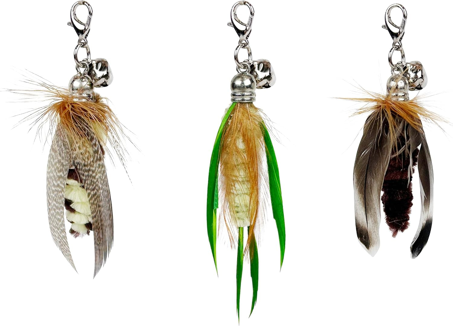 ttcat-3-pack-grasshopper-cat-wand-refills-realistic-green-insect-natural-feather-detachable-replacement-toy-with-bell-universal-lobster-clip-on-cat-teaser-attachments