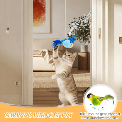Shudyear 3 Pack Interactive Cat Toys with Chirping Bird Sound – Door Frame Cat Toy Hanging Teaser, Automatic Cat Door Toy for Indoor Cats, Feather Toy for Bored Cats3
