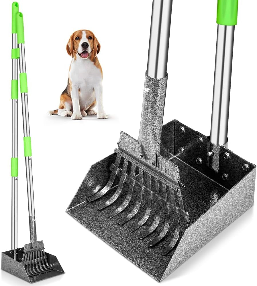 tooge-pooper-scooper-dog-pooper-scooper-long-handle-stainless-metal-tray-and-rake-for-medium-small-dogs-heavy-duty-pet-supplies-to-use-for-grass-dirt-or-gravel
