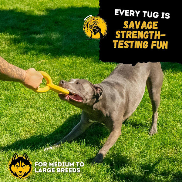 Tug Rings – Indestructible Dog Toy for Aggressive Chewers – Durable Power Chewer Toy – Tough, Heavy Duty Natural Rubber – Safe & Non-Toxic Medium/Large Breed – 6.5In6