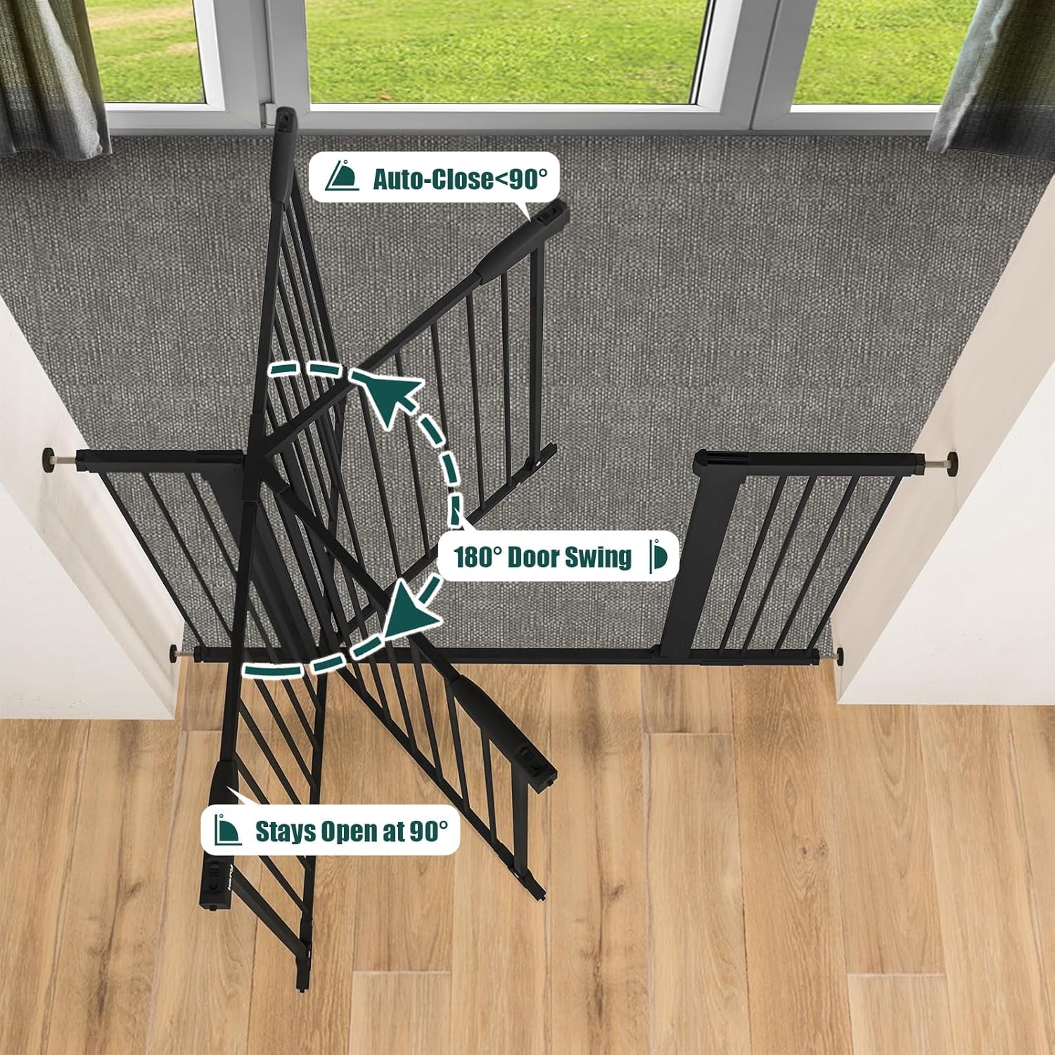 keny-29-7-46-baby-gate-for-stairs-auto-close-dog-gates-for-doorways-pressured-mounted-no-drilling-pet-gate-extra-wide-one-hand-opening-dual-lock-stair-gate-indoor-kids-necessities-black
