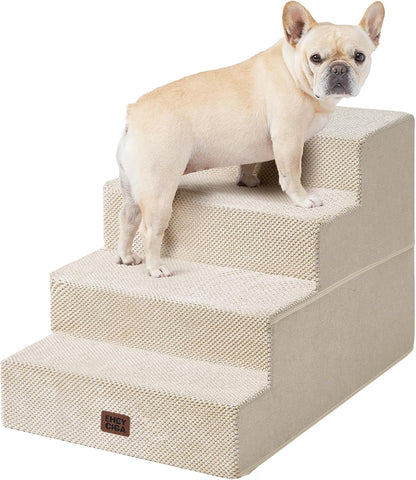 EHEYCIGA Dog Stairs for Bed 18" H, Dog 4-Steps for High Bed, Olive Green | Pet Steps for Small Dogs and Cats, Non-Slip Balanced Pet Ramp Indoor53