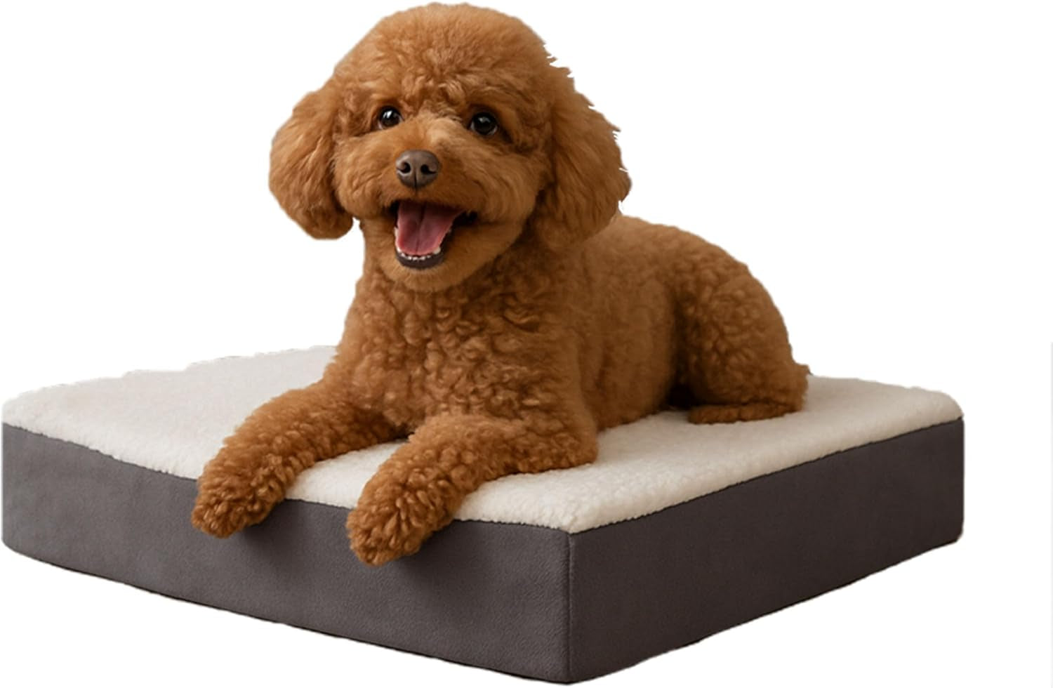 orthopedic-dog-bed-2-layer-memory-foam-crate-mat-with-machine-washable-sherpa-cover-20x15-pet-bed-for-small-dogs-up-to-20lbs-by-petmaker-gray