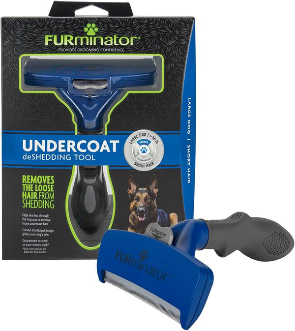 Furminator Large Dog Undercoat Deshedding Tool for Short Hair | Reduces Loose Hair from Shedding, Easy Clean-Up, for Dogs over 50 Lbs, Use Weekly, Ergonomic Handle for Comfort1