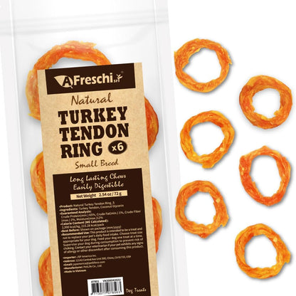 A Freschi Srl Turkey Tendons for Dogs, Usa-Sourced Human Grade, Rawhide-Free Long-Lasting Puppy Chews, All Natural Hypoallergenic Dog Treats for Small Breeds, Strips, 3Oz Pack10