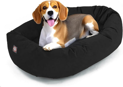 Majestic Pet 32 Inch Suede Calming Dog Bed Washable – Cozy Soft round Dog Bed with Spine Support for Dogs to Rest Their Head - Fluffy Donut Dog Bed 32X23X7 (Inch) - round Pet Bed Medium – Sage15