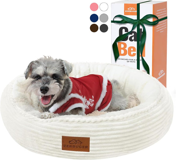 Zerbuger 20In Washable Cat Beds for Indoor Cats - round Donut Pet Bed for Cats, Small Dogs, Puppy, Kitten - Anti-Slip Bottom, Calming Bed Gift - Pink26