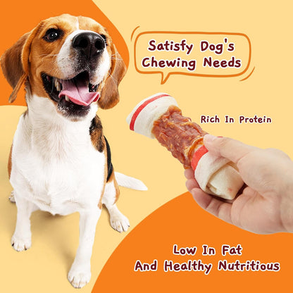 Jungle Calling Chicken Wrapped Rawhide Knot Bones, Long Lasting Dog Chews | 6.5 Inch Rawhide Bones for Medium & Large Dogs, High Protein Beefhide Training Dog Treats, Teeth Cleaning, 10.6 Oz5