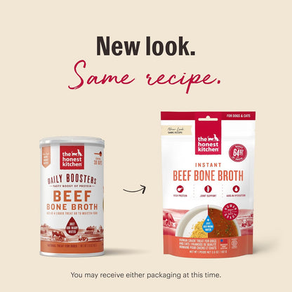 The Honest Kitchen Human Grade Daily Boosts Instant Beef Bone Broth with Turmeric for Dogs 3.6 Ounces3