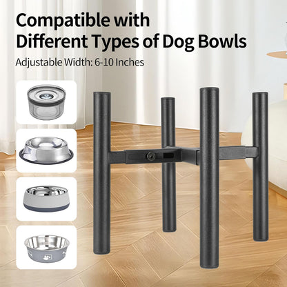PROERR Lifted Dog Bowl Stand - without Bowls, Single Raise Pet Food Table Adjustable Wide 6-10", Tall 8 10 12" - Bowl Stand Size Optional, Dog Bowls Holder Elevated for Small Medium Large Dogs Breed2
