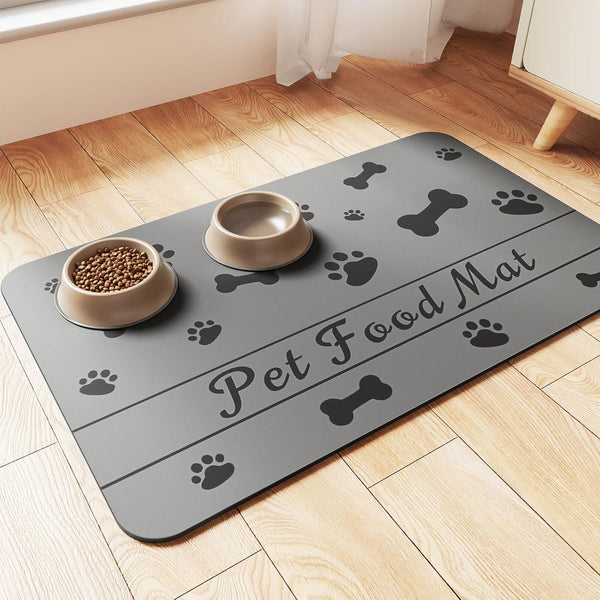 Pet Feeding Mat-Absorbent Pet Placemat for Food and Water Bowl, with Waterproof Rubber Backing, Quick Dry Water Dispenser Mat for Dog and Cat (20"X12", Striped Dark Gray)11