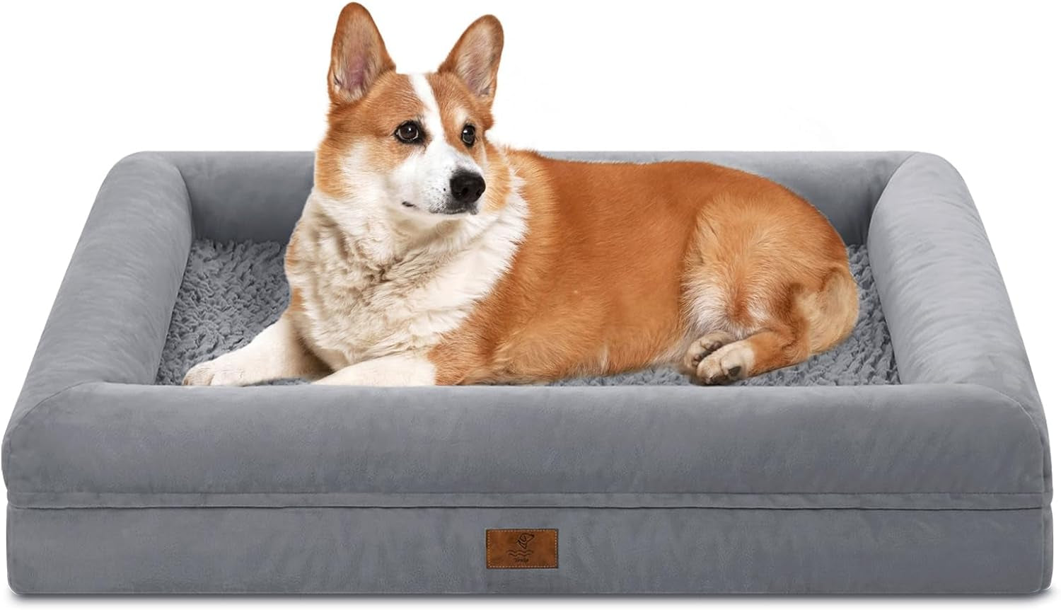 xl-orthopedic-waterprood-dog-bed-for-extra-large-size-dogs-360-degree-bolster-support-egg-crate-foam-waterproof-liner-non-slip-bottom-machine-washable-cover-45-x-35-inch