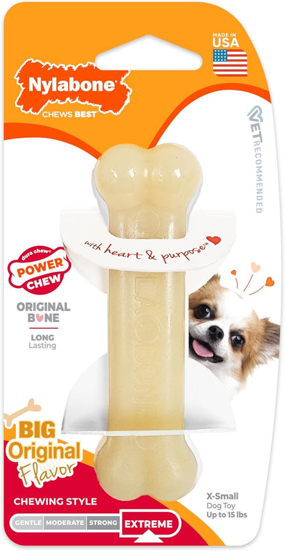 Nylabone Original Bone Power Chew Toys for Dogs, Durable & Tough Dog Toys for Aggressive Chewers, Long Lasting Chicken, Bacon, and Peanut Butter Flavor, Small - up to 25 Lbs, 1 Count | Peanut Butter, Chicken, and Bacon Flavor, Durable Dog Toys for Aggressive Chewers, Helps Clean Teeth, for Dogs up to 25 Lbs32