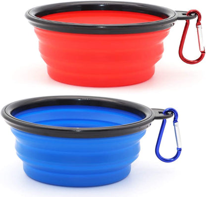 Dog Bowl Pet Collapsible Bowls, 2 Pack for Cats Dogs, Portable Pet Feeding Watering Dish for Walking Parking Traveling with 2 Carabiners (Small, Blue+Green)13