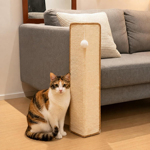 PETKARAY 27.9'' Cat Scratching Post for Couch Corner, Furniture Protector | Under-Furniture Cat Scratcher, Natural Sisal Scratch Pad, anti Scratch Couch Protector for Indoor Cats with Toy Ball1